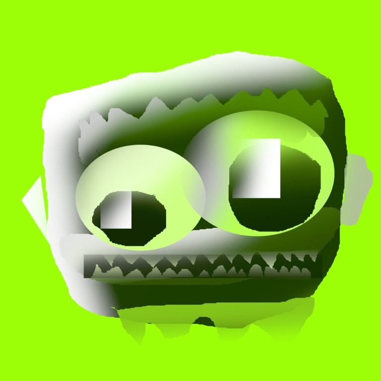 Zähnefletschendes Gesicht (limette)